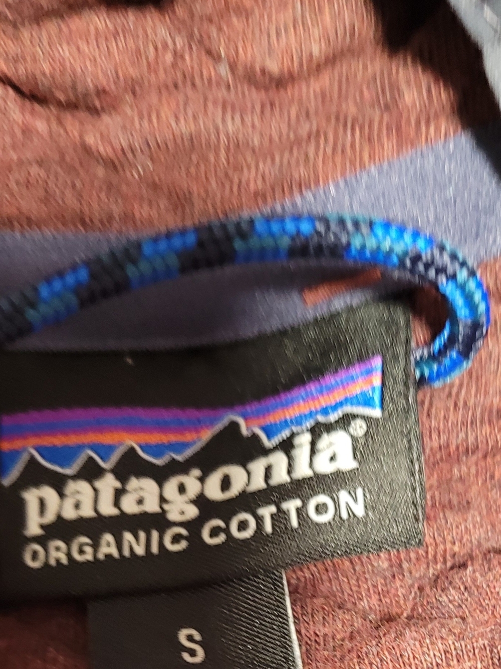 Patagonia Quilted Pullover Sweatshirt - Maroon with Gray Trim - Picture 2 of 4